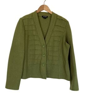 Clothes by Revue Womens Knitted Wool Button Front Cardigan Jacket Size L‎ Green
